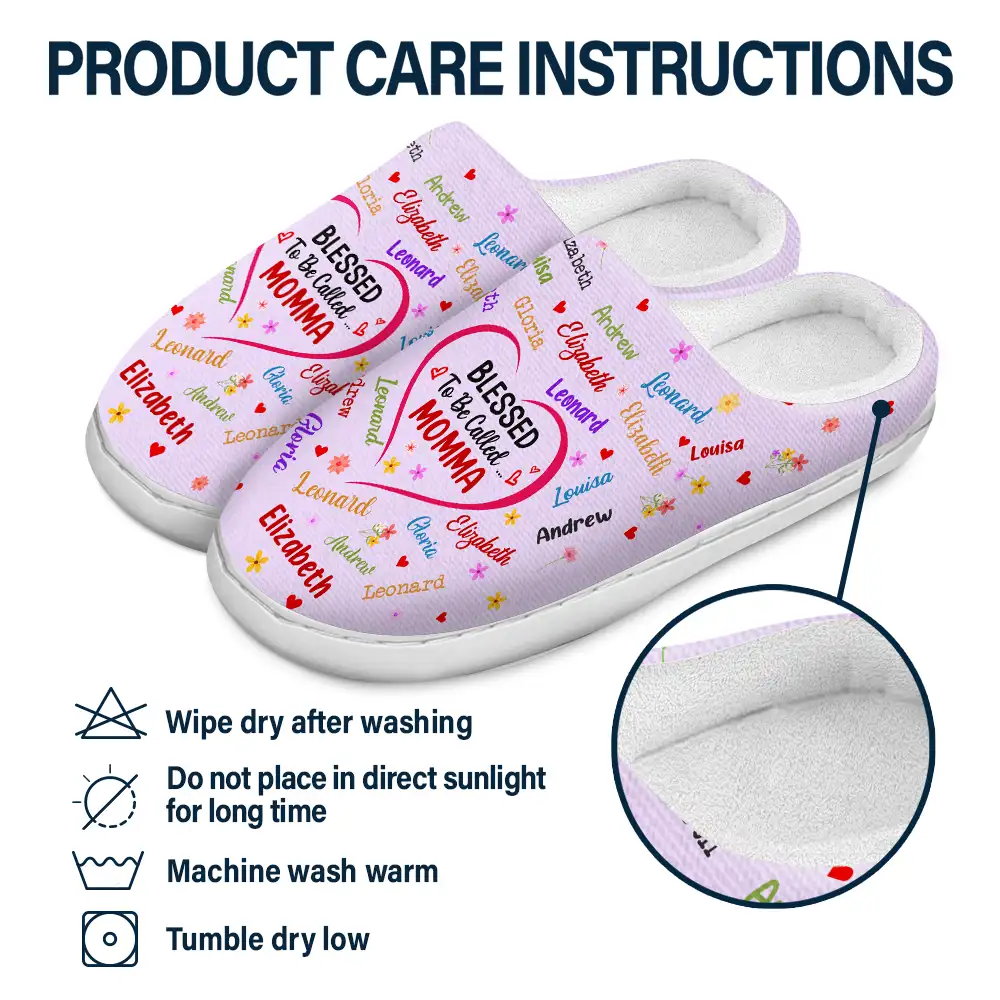Blessed To Be Called Grandma Nana - Personalized Fluffy Slippers - Image 6