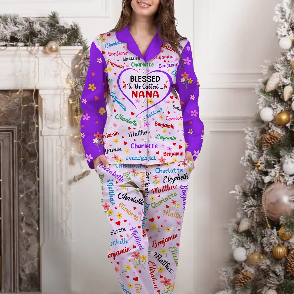 Blessed To Be Called Grandma Nana - Personalized Long Pajamas Set - Image 3