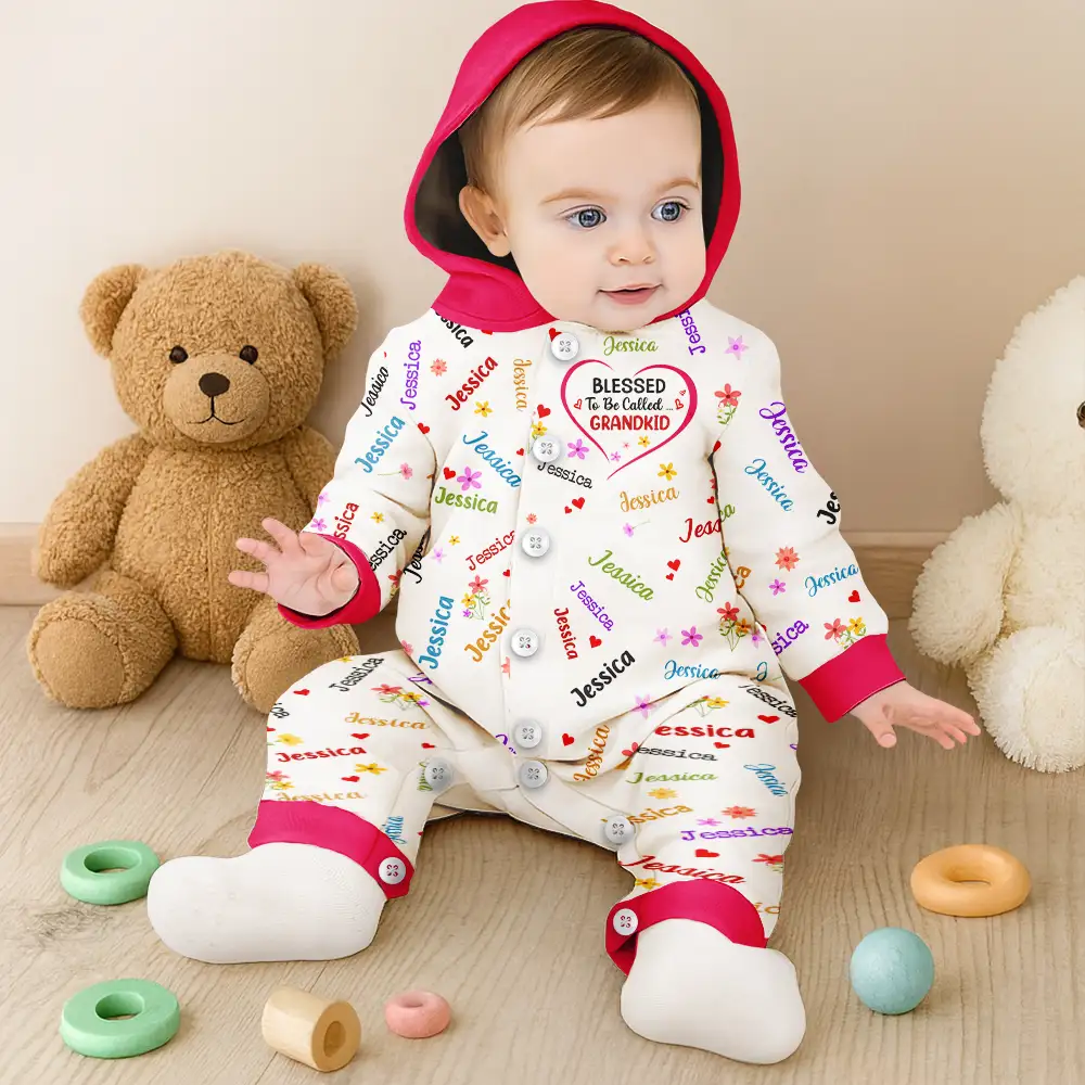 Blessed To Be Called Grandma Nana - Personalized Overall Onesie Hooded Jumpsuit - Image 6