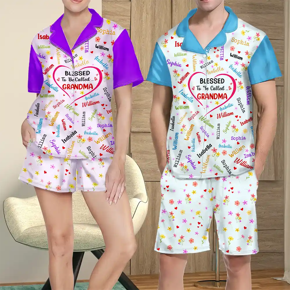 Blessed To Be Called Grandma Nana - Personalized Short Pajamas Set - Image 3