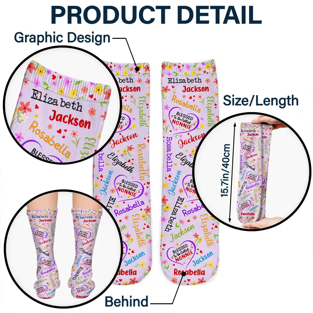 Blessed To Be Called Grandma Nana - Personalized Socks - Image 5