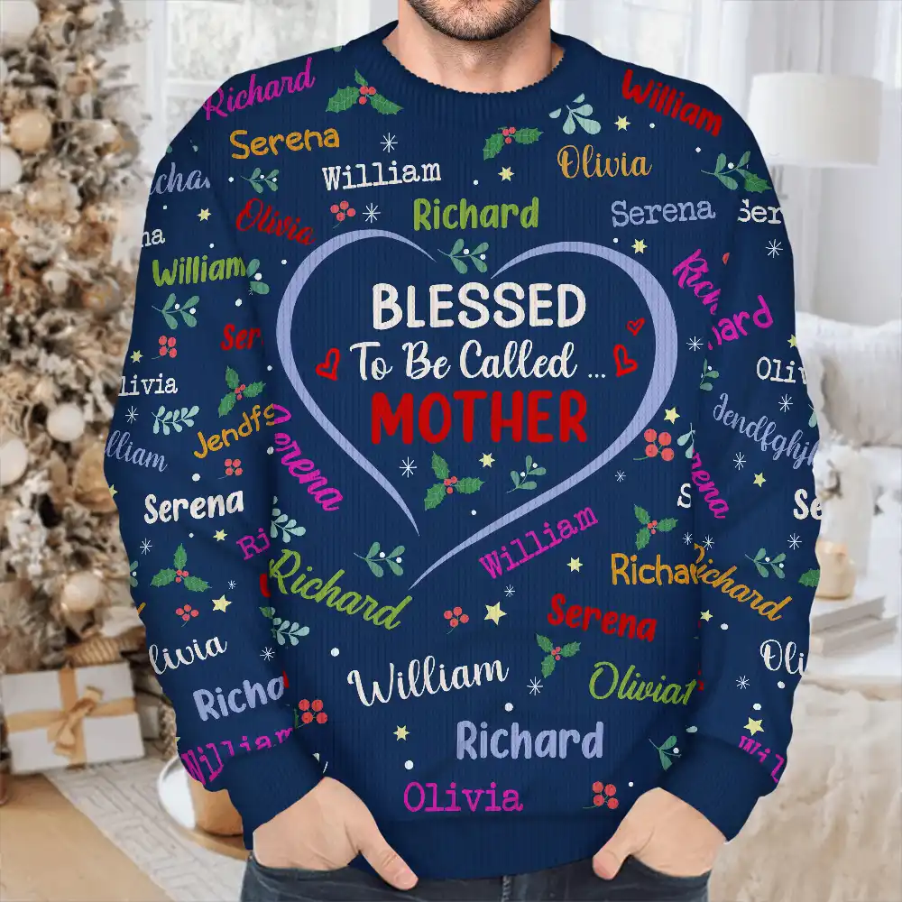 Blessed To Be Called Grandma Nana - Personalized Unisex Ugly Sweater - Image 4