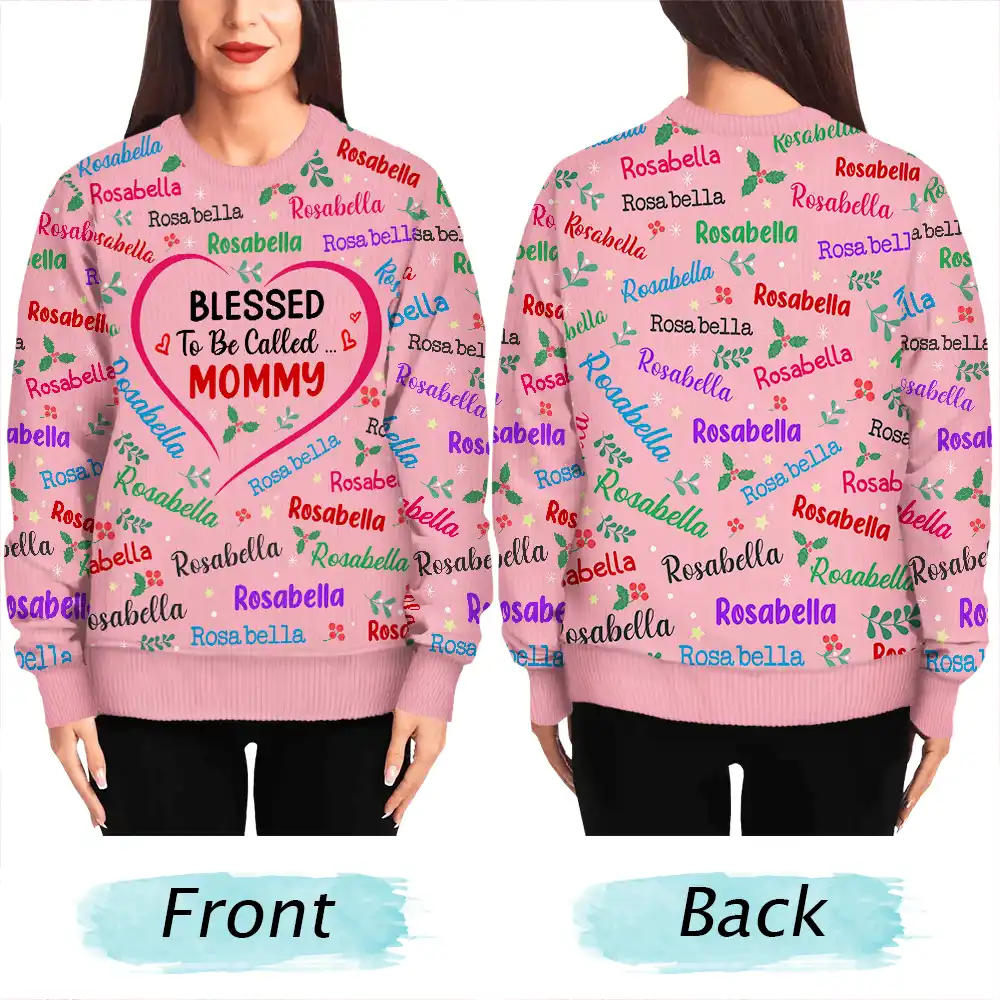 Blessed To Be Called Grandma Nana - Personalized Unisex Ugly Sweater - Image 5