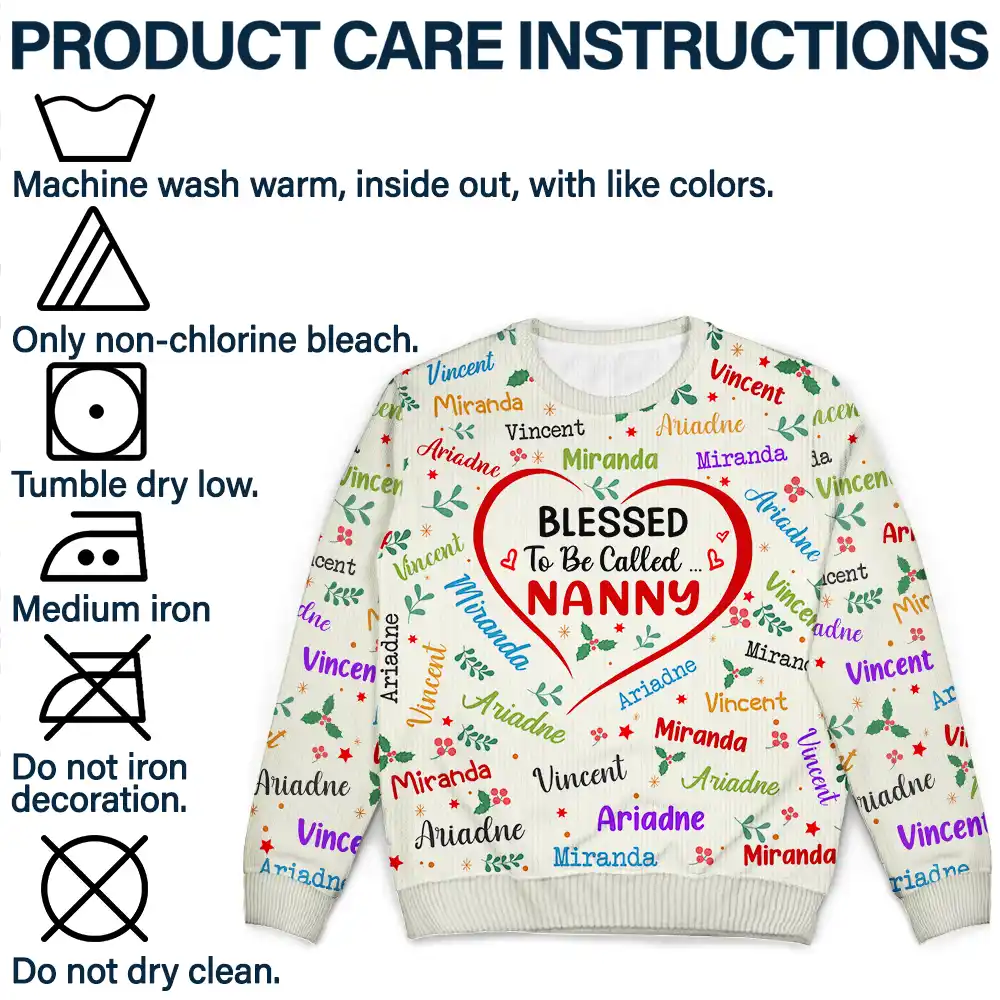 Blessed To Be Called Grandma Nana - Personalized Unisex Ugly Sweater - Image 7