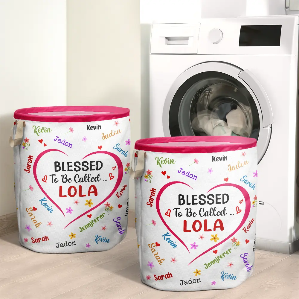 Blessed To Be Called Grandma - Personalized Laundry Basket, Storage Basket - Image 2