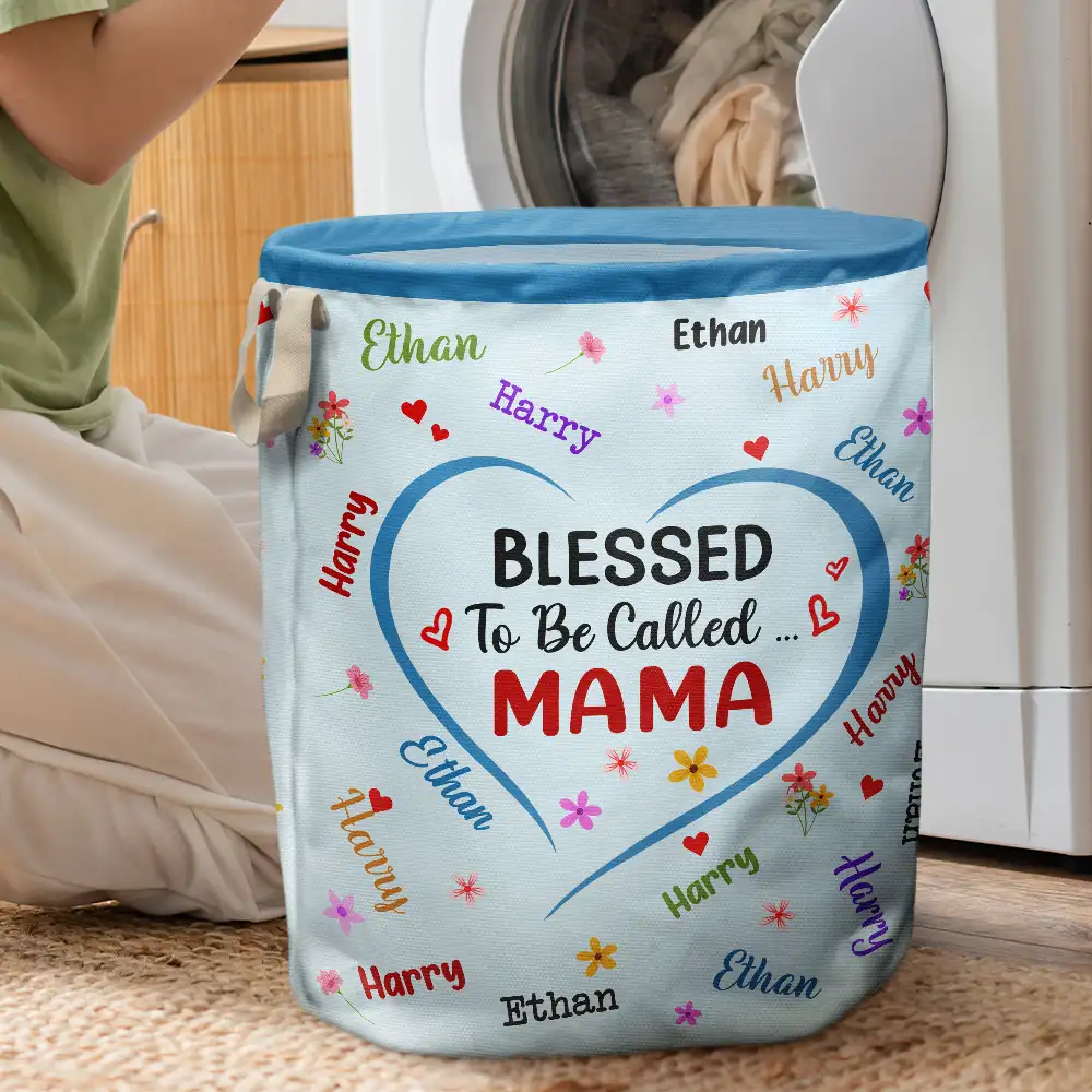 Blessed To Be Called Grandma - Personalized Laundry Basket, Storage Basket - Image 3