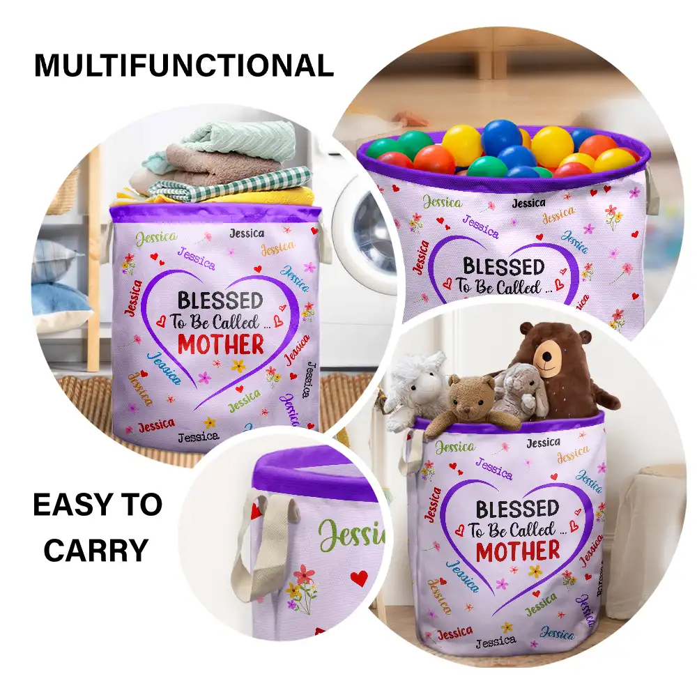 Blessed To Be Called Grandma - Personalized Laundry Basket, Storage Basket - Image 4