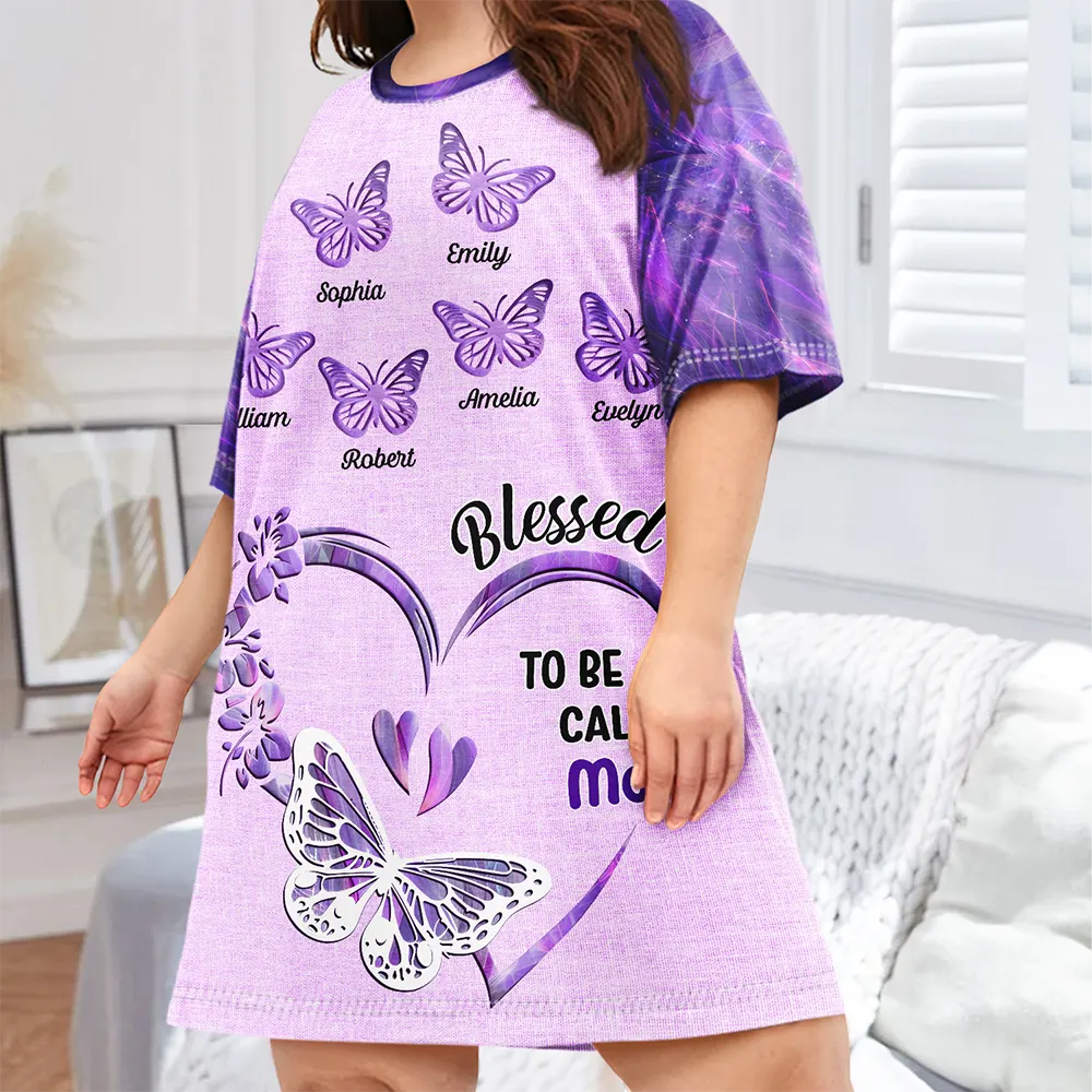 Blessed To Be Called Grandma - Personalized Women's Sleep Tee - Image 3