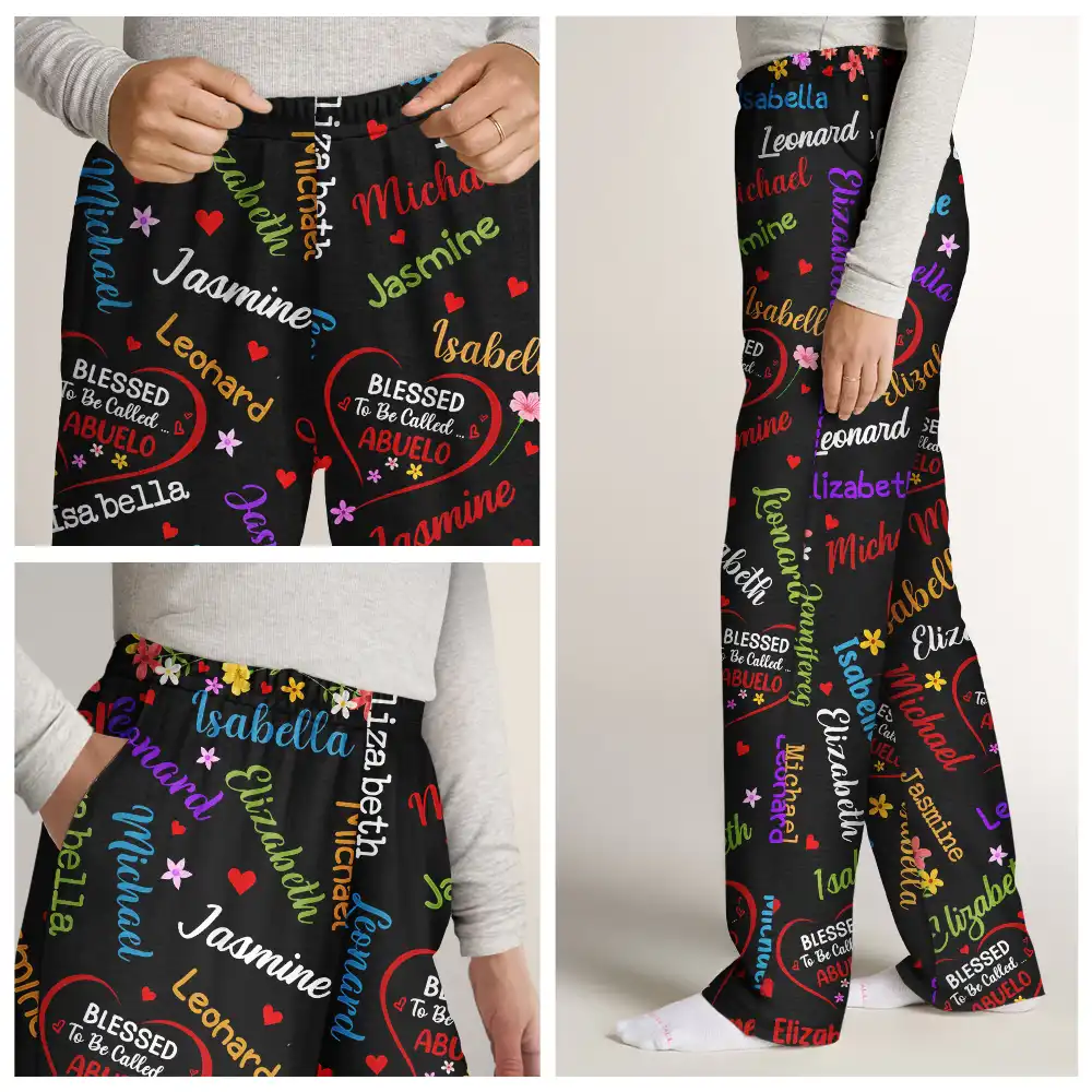 Blessed To Be Called Grandpa Papa - Personalized Pajama Pants - Image 7