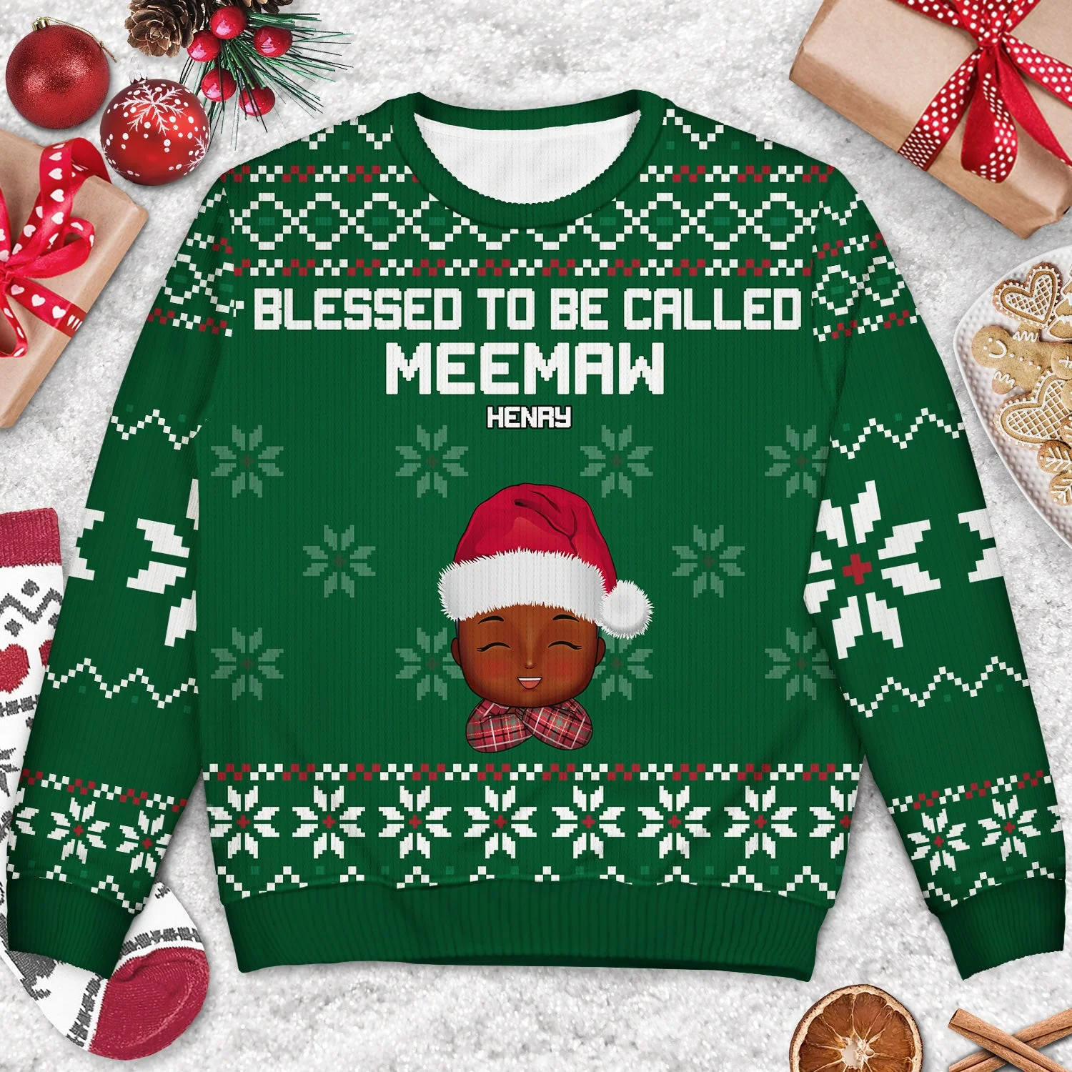 Blessed To Be Called Nana - Christmas, Loving Gift For Mom, Mother, Mama, Grandma, Grandmother - Personalized Unisex Ugly Sweater - Image 3