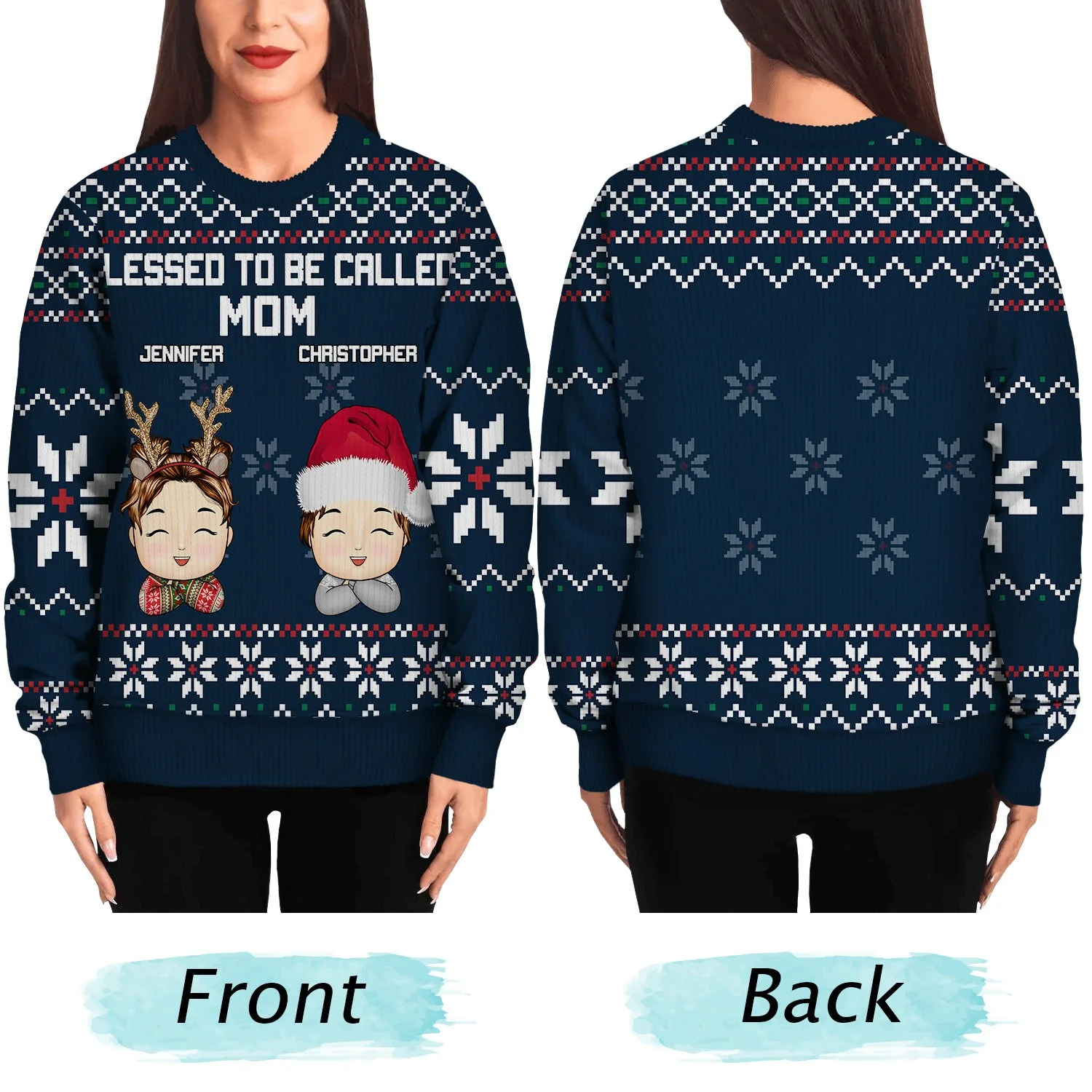 Blessed To Be Called Nana - Christmas, Loving Gift For Mom, Mother, Mama, Grandma, Grandmother - Personalized Unisex Ugly Sweater - Image 5