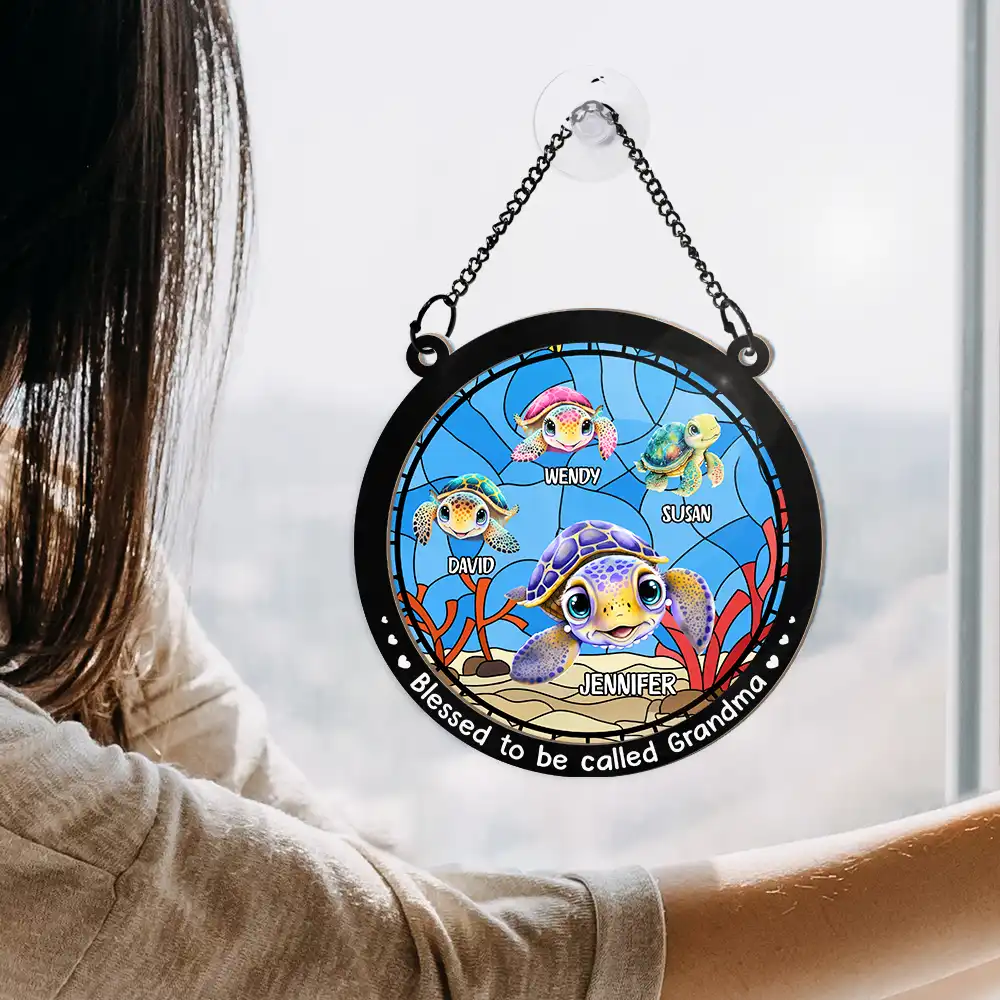 Blessed To Be Called Turtle Summer - Personalized Window Hanging Suncatcher Ornament - Image 4