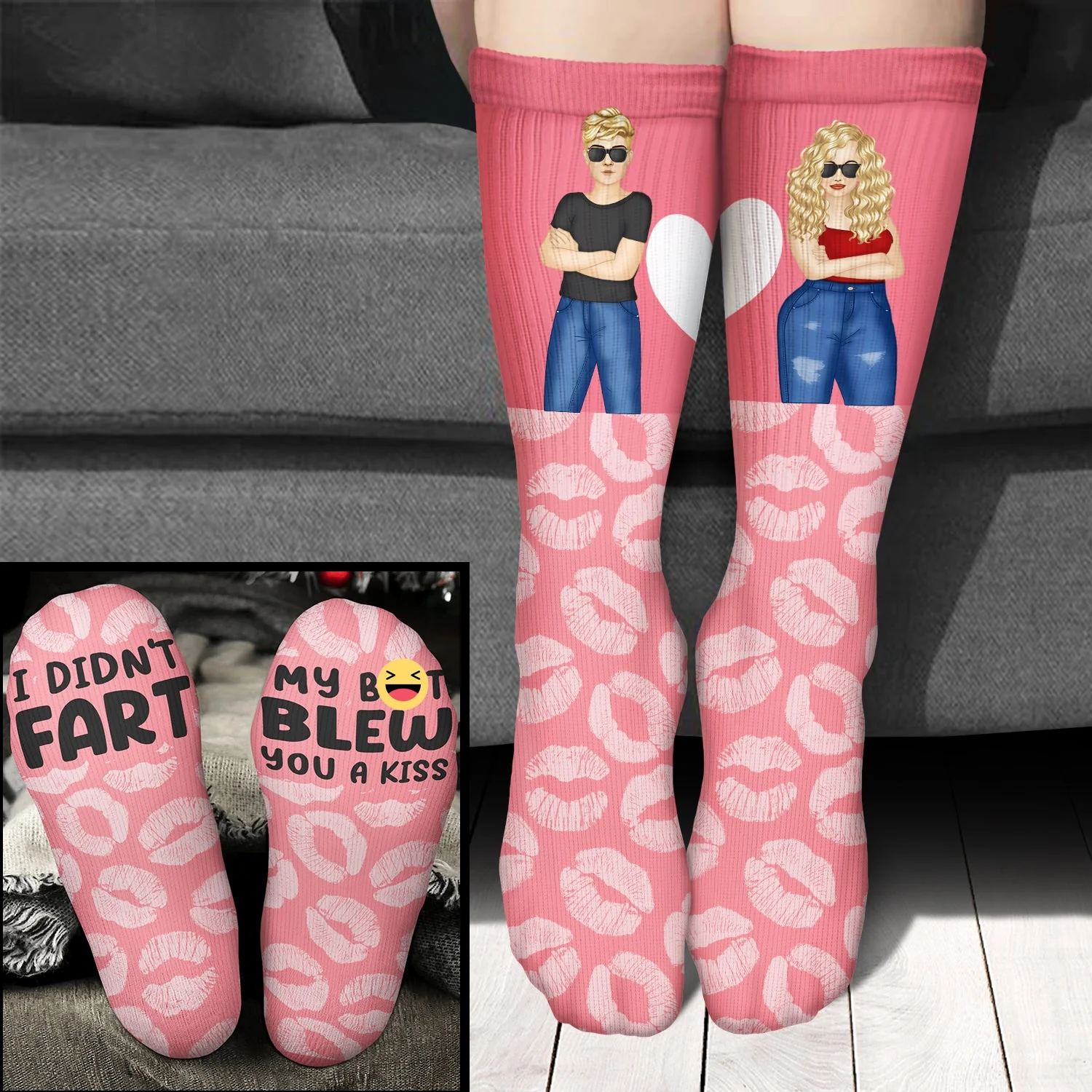 Blew You A Kiss - Gift For Couples - Personalized Socks - Image 3