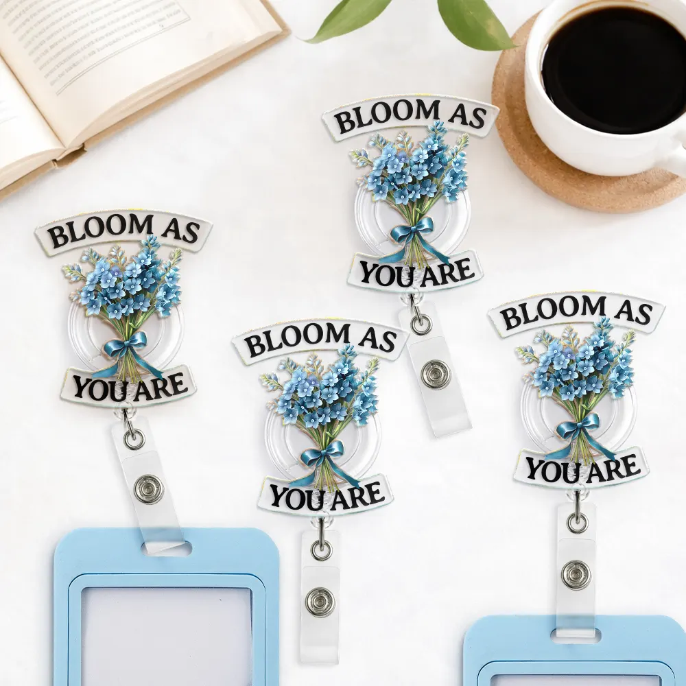 Bloom As You Are 3D Effect Birth Flower Bouquet - Personalized Badge Reel - Image 4