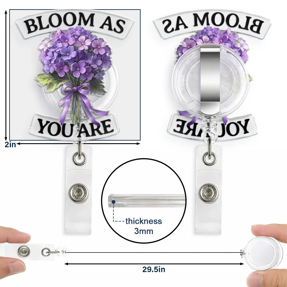 Bloom As You Are 3D Effect Birth Flower Bouquet - Personalized Badge Reel - Image 5