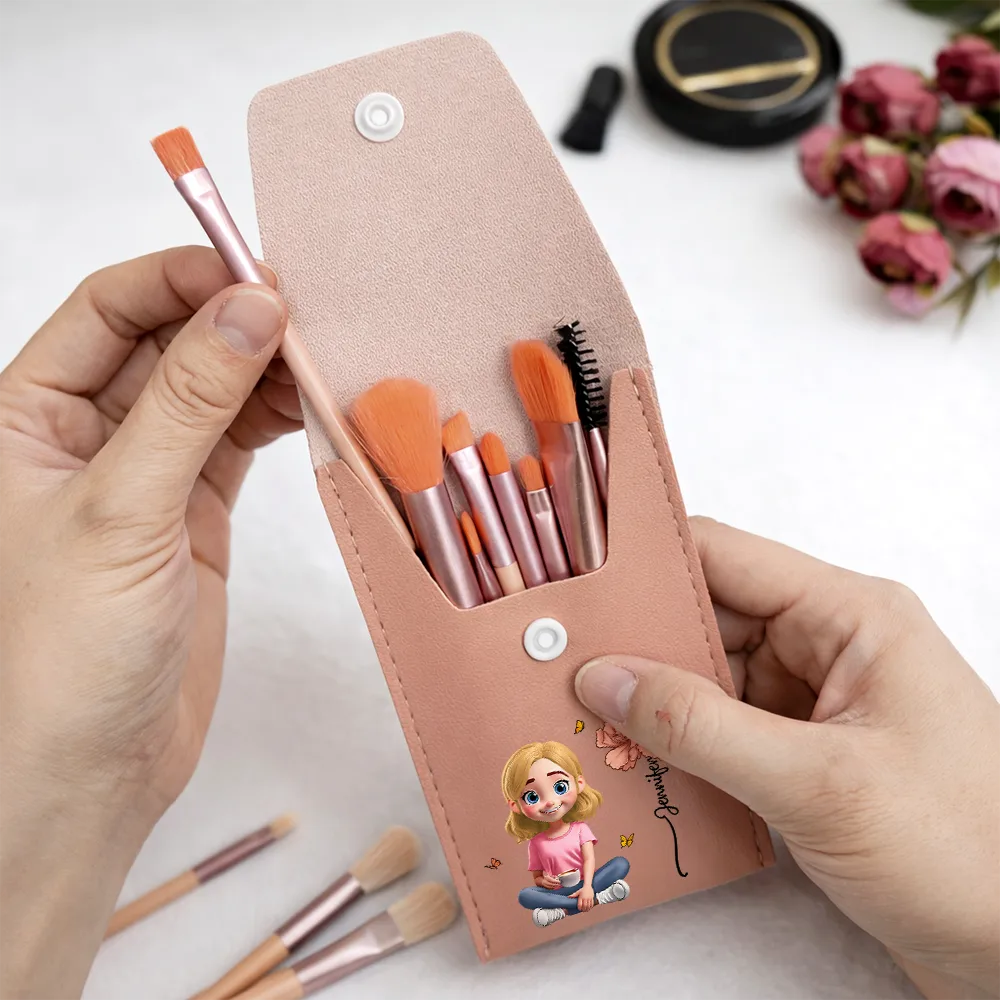 Blooming In Love - Personalized Makeup Brush Bag Set - Image 4