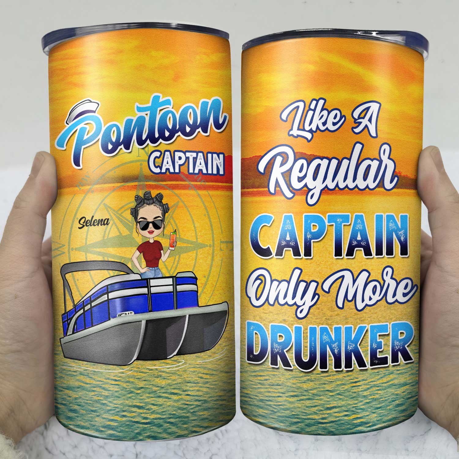 Boating Pontoon Captain - Birthday, Traveling, Cruising Gift For Pontooning Lovers, Beach Lovers, Travelers - Personalized Custom 4 In 1 Can Cooler Tumbler - Image 3