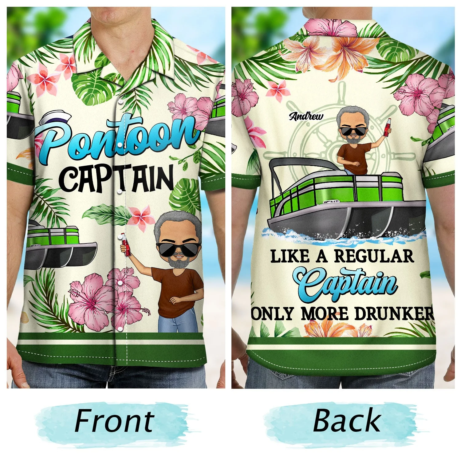 Boating Pontoon Captain - Birthday, Traveling, Cruising Gift For Pontooning Lovers, Beach Lovers, Travelers - Personalized Custom Hawaiian Shirt - Image 2
