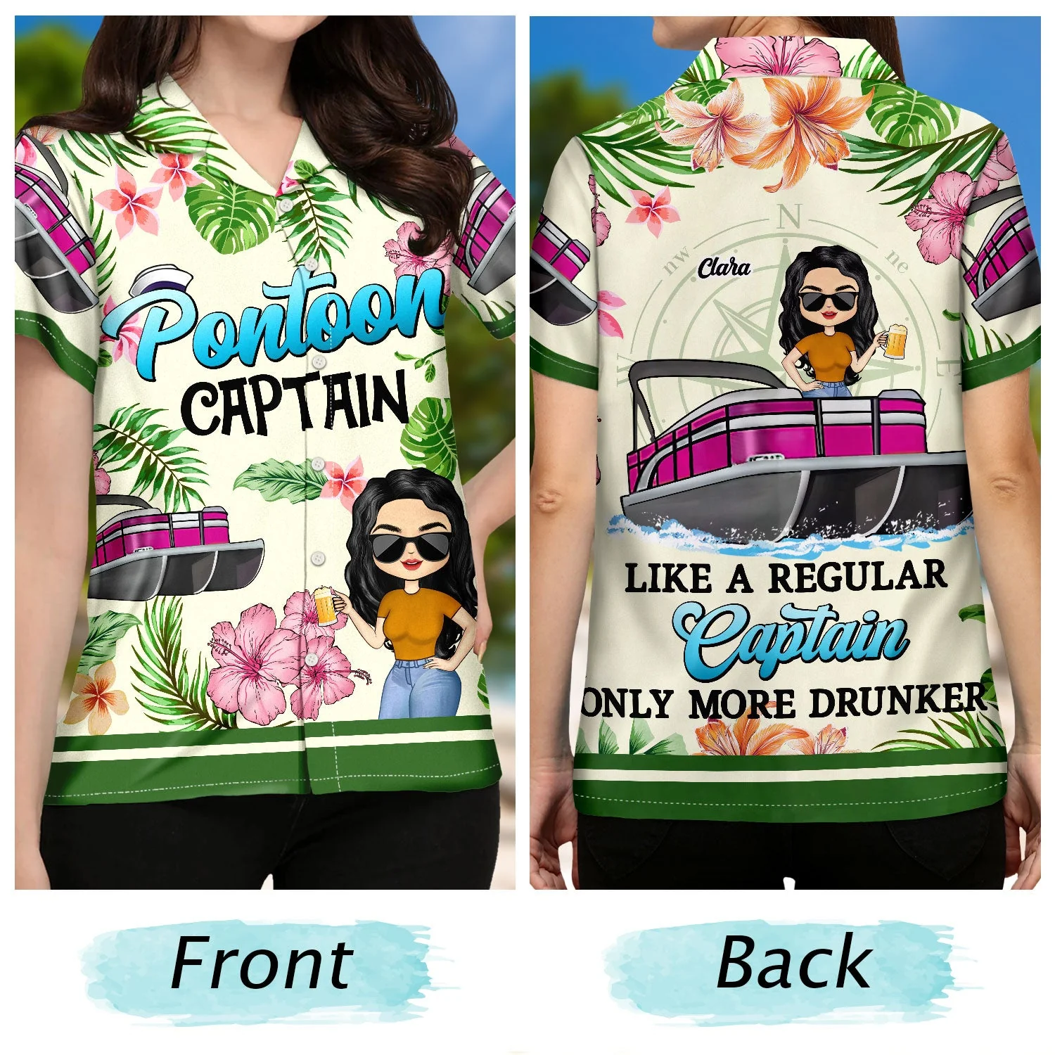 Boating Pontoon Captain - Birthday, Traveling, Cruising Gift For Pontooning Lovers, Beach Lovers, Travelers - Personalized Custom Hawaiian Shirt - Image 3