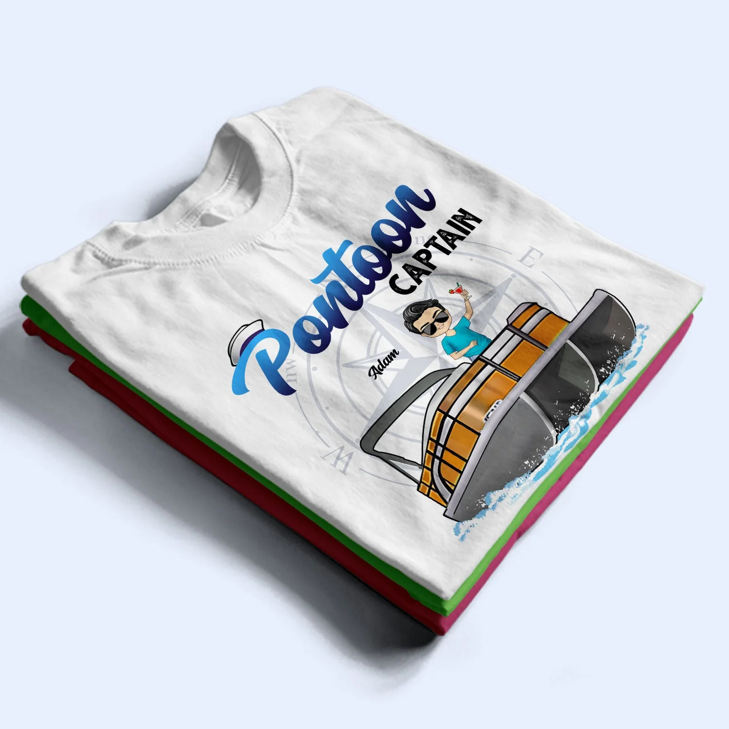 Boating Pontoon Captain - Birthday, Traveling, Cruising Gift For Pontooning Lovers, Beach Lovers, Travelers - Personalized Custom T Shirt - Image 2