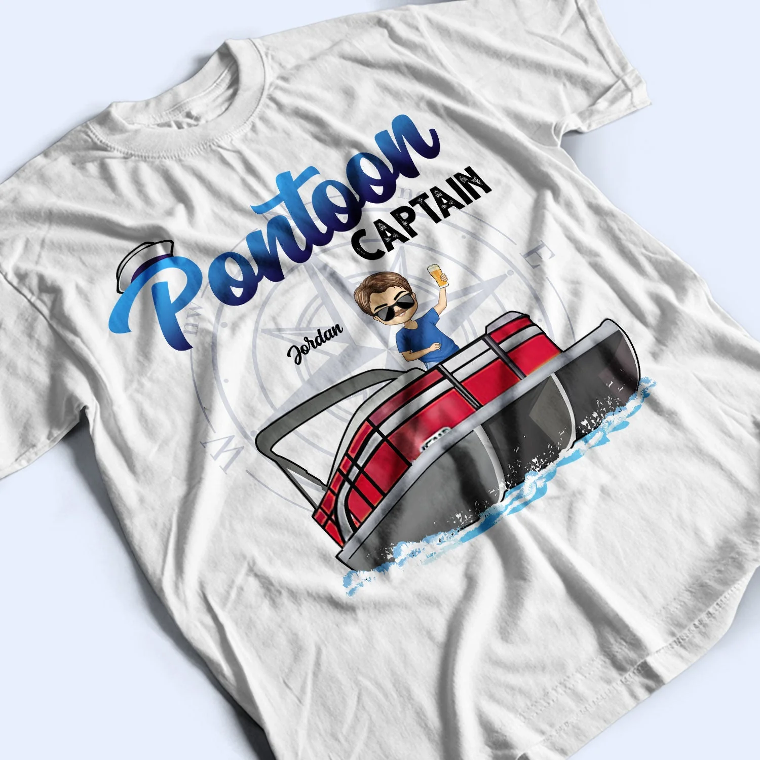 Boating Pontoon Captain - Birthday, Traveling, Cruising Gift For Pontooning Lovers, Beach Lovers, Travelers - Personalized Custom T Shirt - Image 3