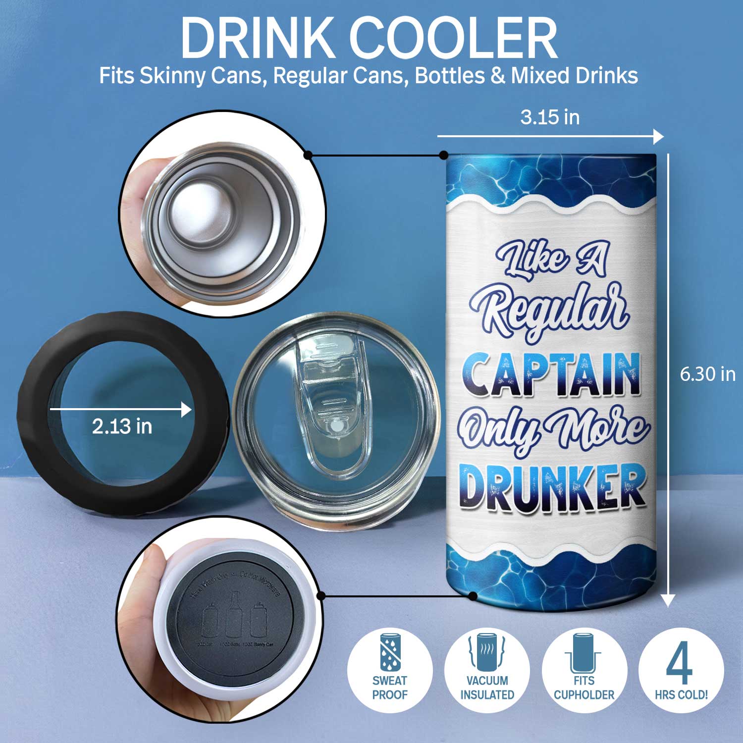 Boating Pontoon Captain - Birthday, Traveling, Cruising Gift For Pontooning Lovers, Lake Lovers, Travelers - Personalized Custom 4 In 1 Can Cooler Tumbler - Image 4