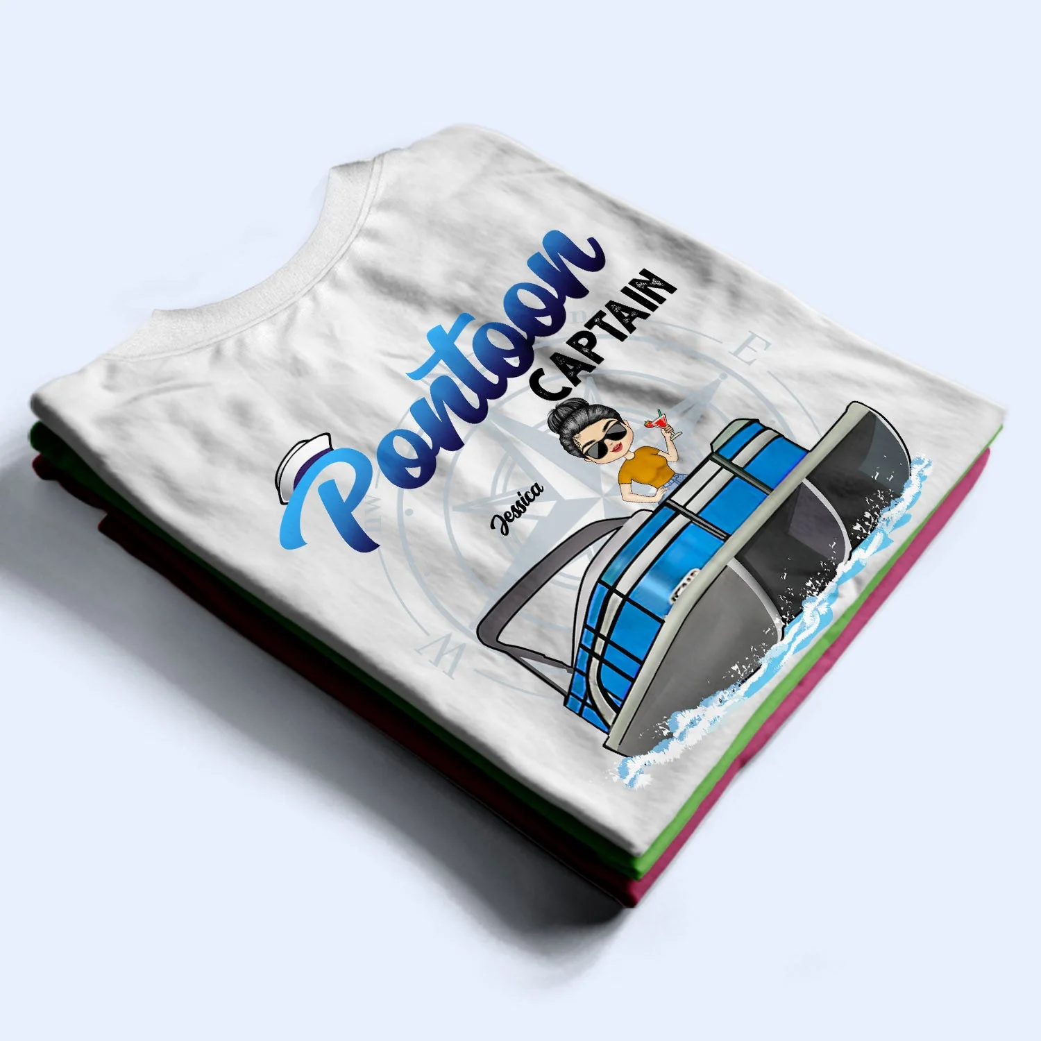 Boating Pontoon Captain - Gift For Pontooning Lovers, Lake Lovers, Travelers - Personalized Custom T Shirt - Image 2