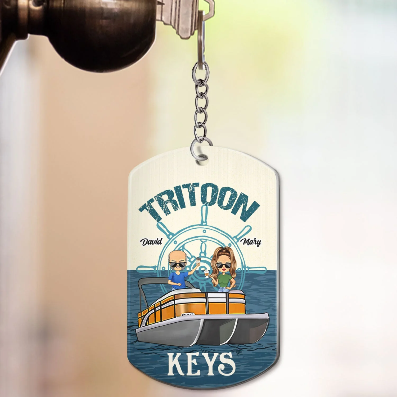 Boating Pontoon Keys For Husband And Wife - Gift For Couples, Pontooning Lovers, Lake Lovers, Travelers - Personalized Aluminum Keychain - Image 3