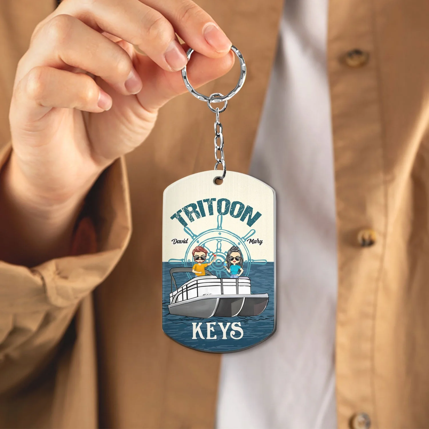 Boating Pontoon Keys For Husband And Wife - Gift For Couples, Pontooning Lovers, Lake Lovers, Travelers - Personalized Aluminum Keychain - Image 4