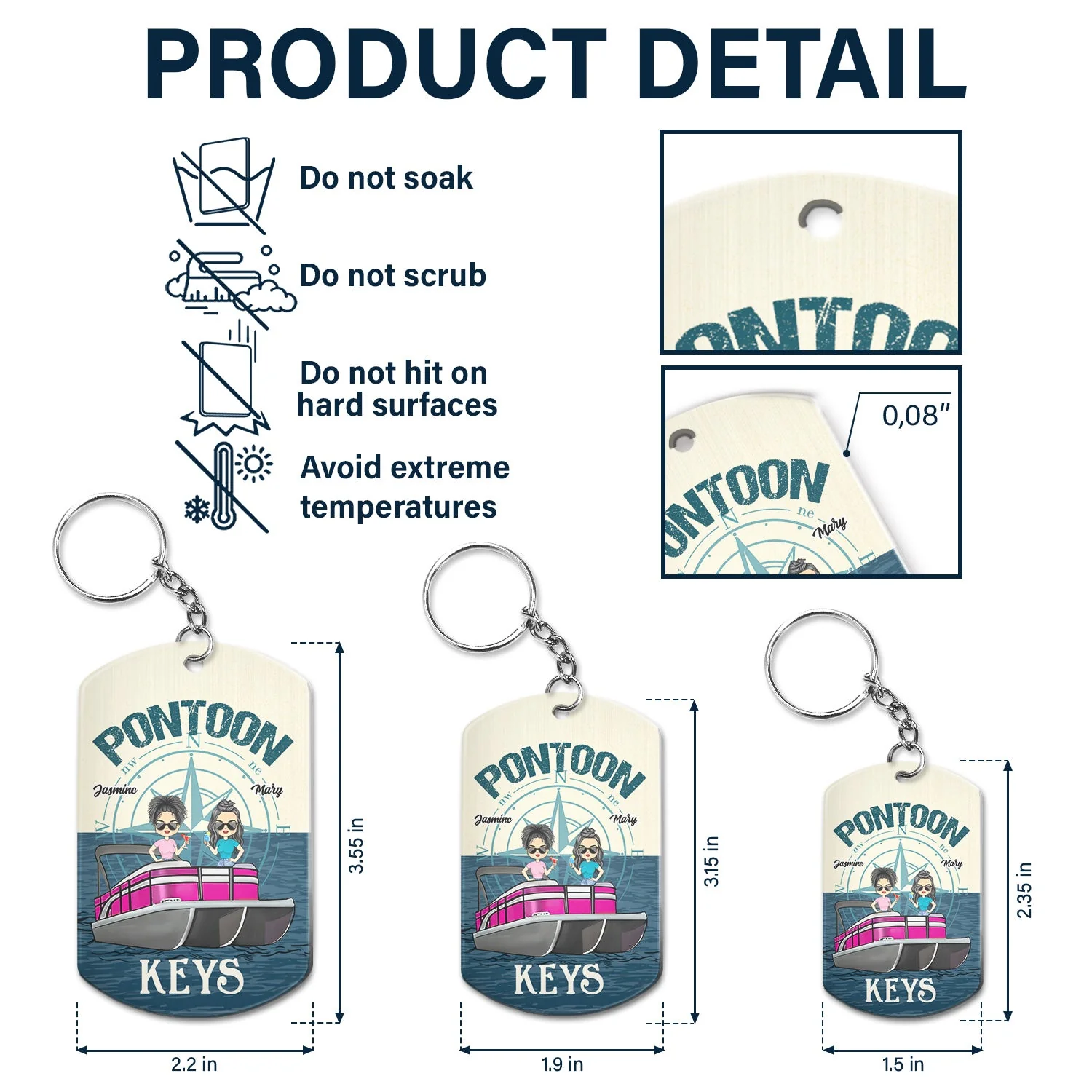 Boating Pontoon Keys For Husband And Wife - Gift For Couples, Pontooning Lovers, Lake Lovers, Travelers - Personalized Aluminum Keychain - Image 5