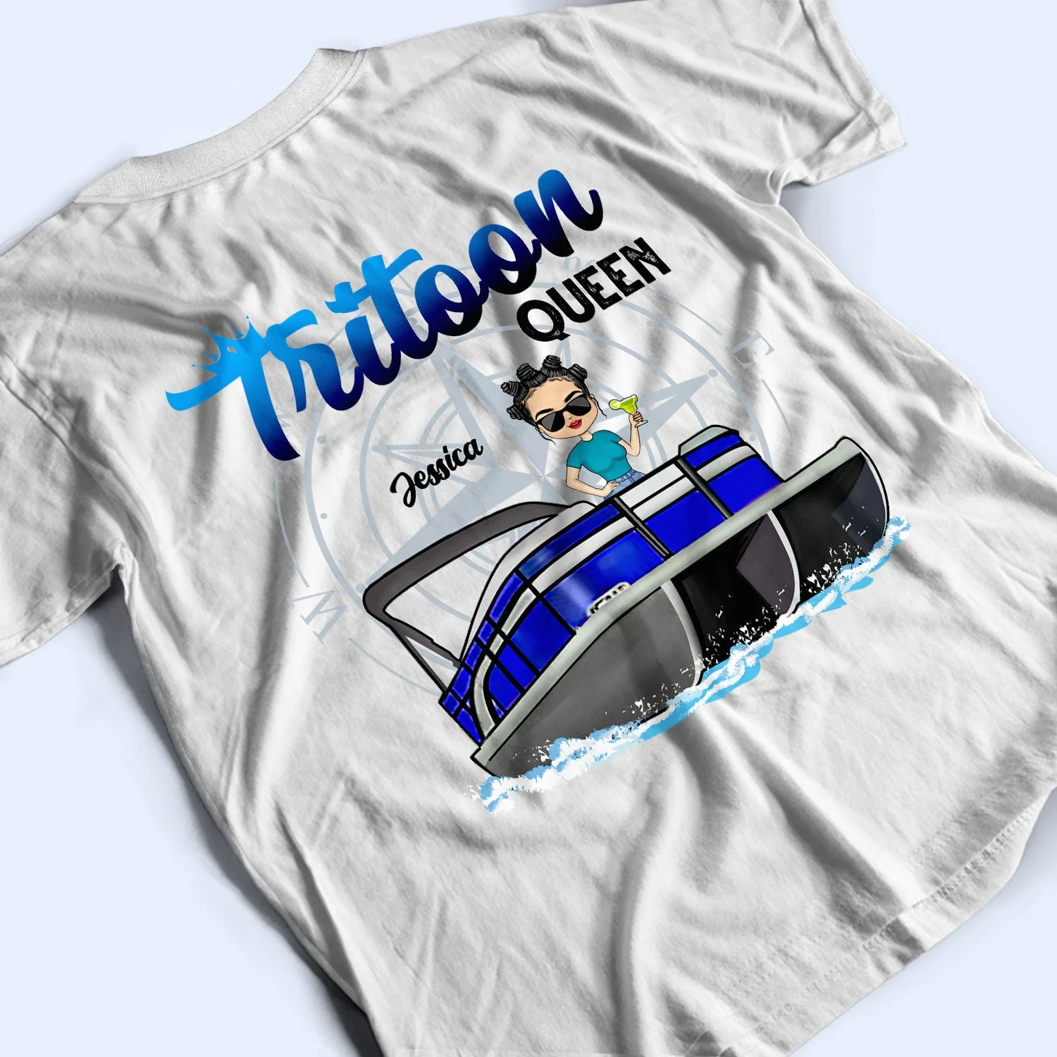 Boating Pontoon Queen - Birthday Gift For Women, Pontooning Lovers, Lake Lovers, Travelers - Personalized Custom T Shirt - Image 3