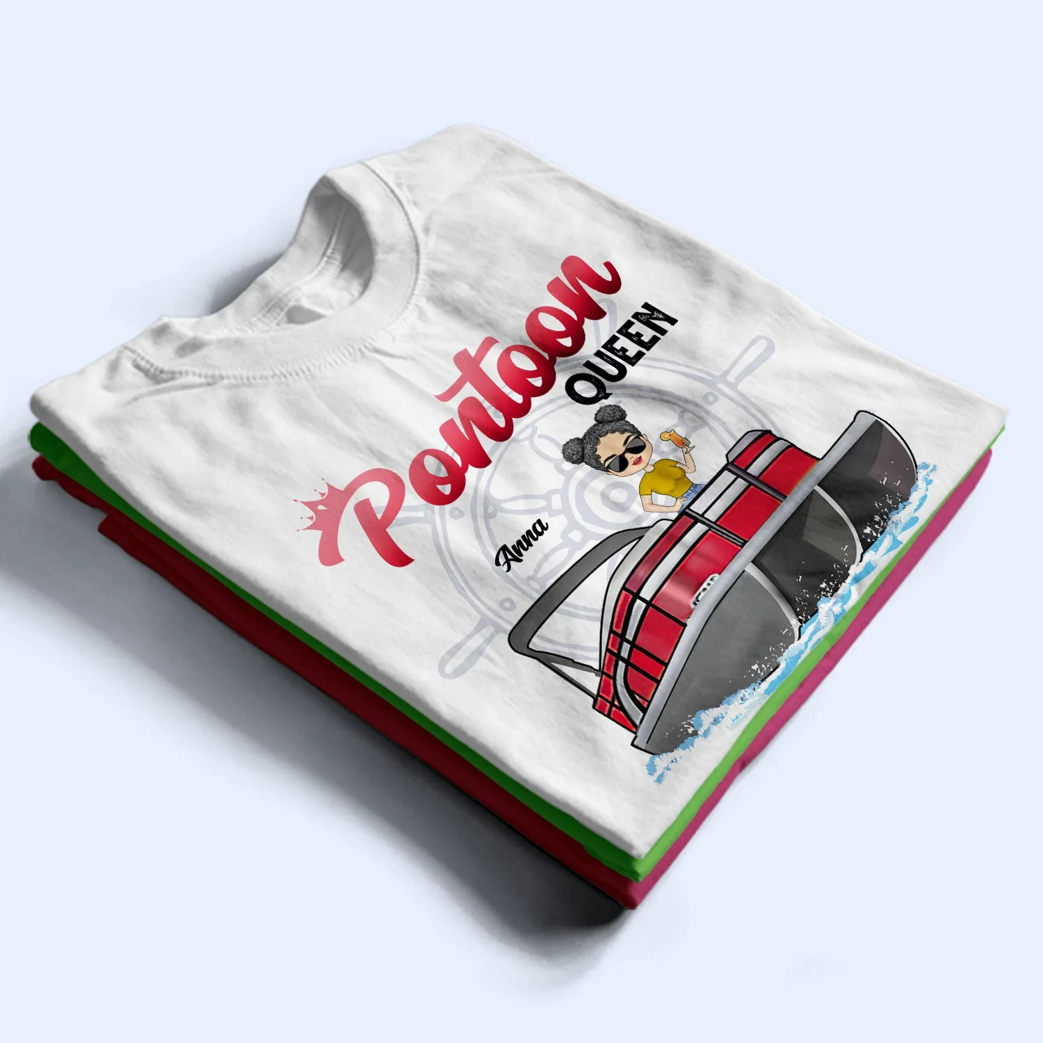 Boating Pontoon Queen - Birthday, Traveling, Cruising Gift For Pontooning Lovers, Beach Lovers, Travelers - Personalized Custom T Shirt - Image 2