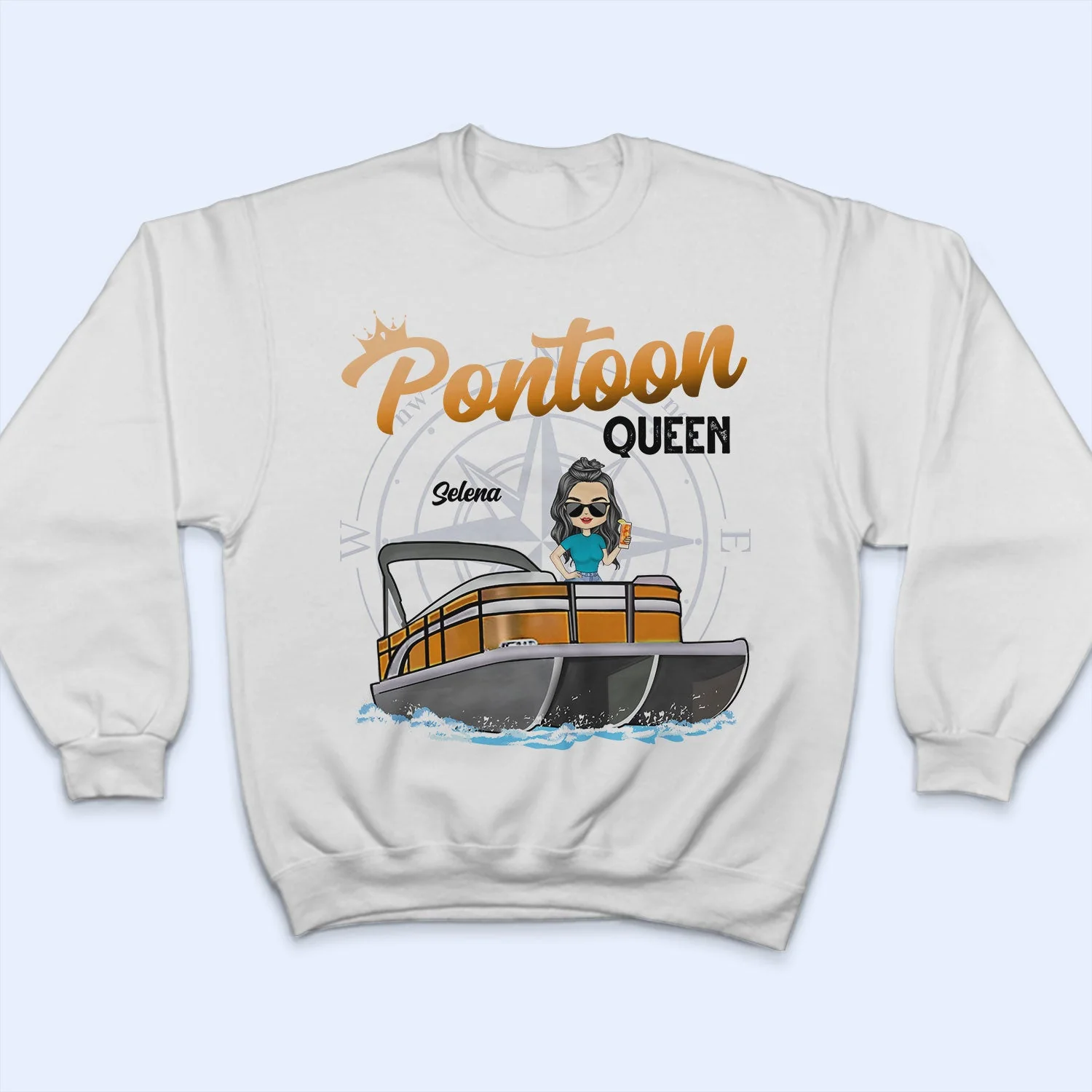 Boating Pontoon Queen - Birthday, Traveling, Cruising Gift For Pontooning Lovers, Beach Lovers, Travelers - Personalized Custom T Shirt - Image 5