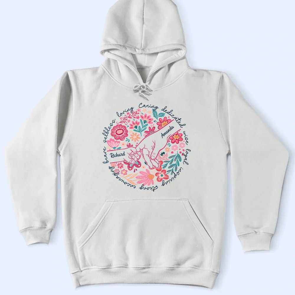 Boho Floral Hand In Hand Grandma Mom - Personalized T Shirt - Image 5