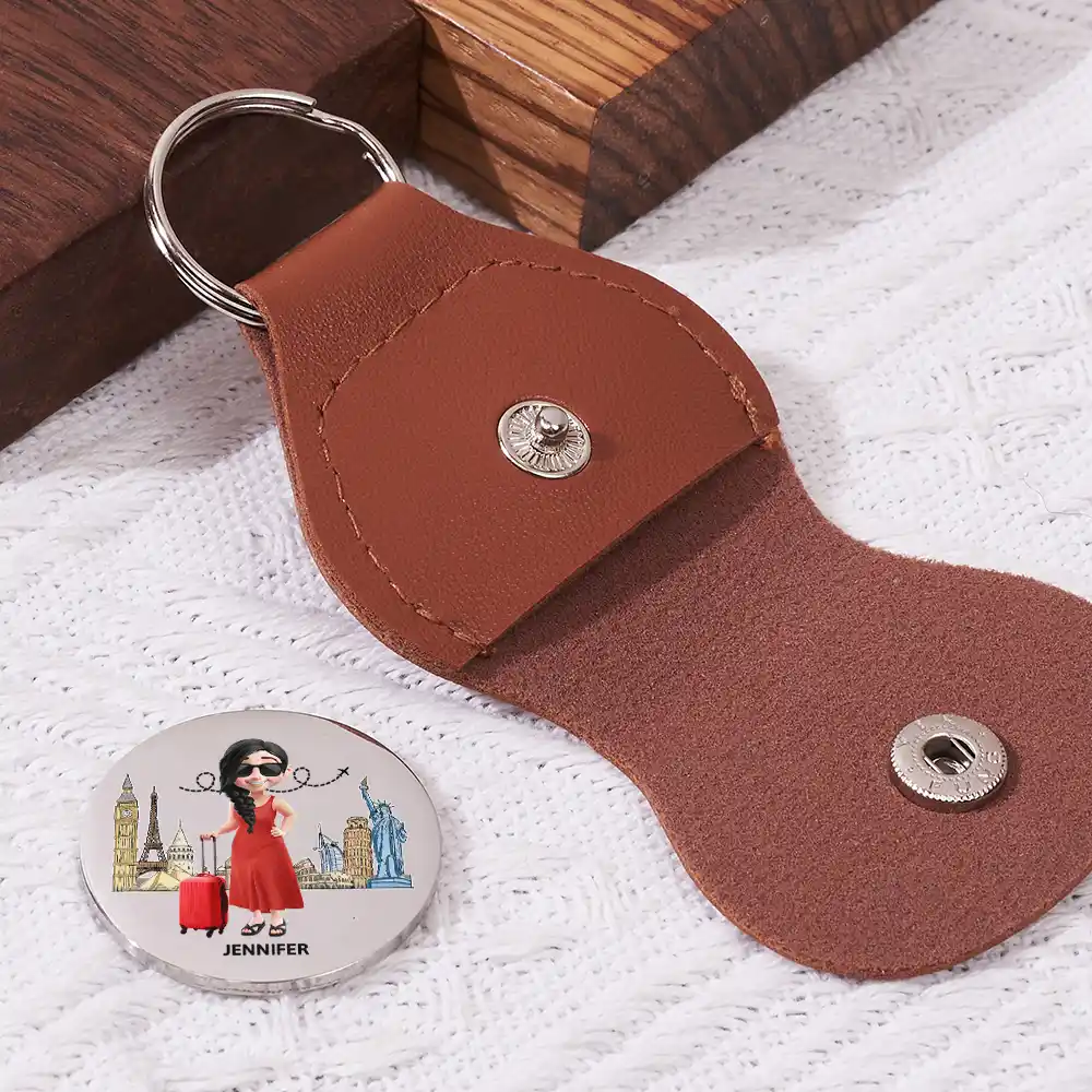 Bon Voyage On Your Journey - Personalized Leather Pocket Hug - Image 2