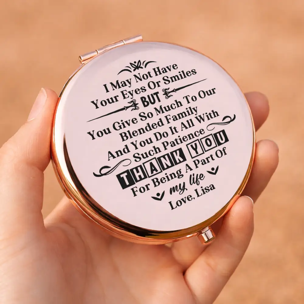 Bonus Mom I May Not Have Your Eyes Or Smiles - Personalized Compact Mirror - Image 5