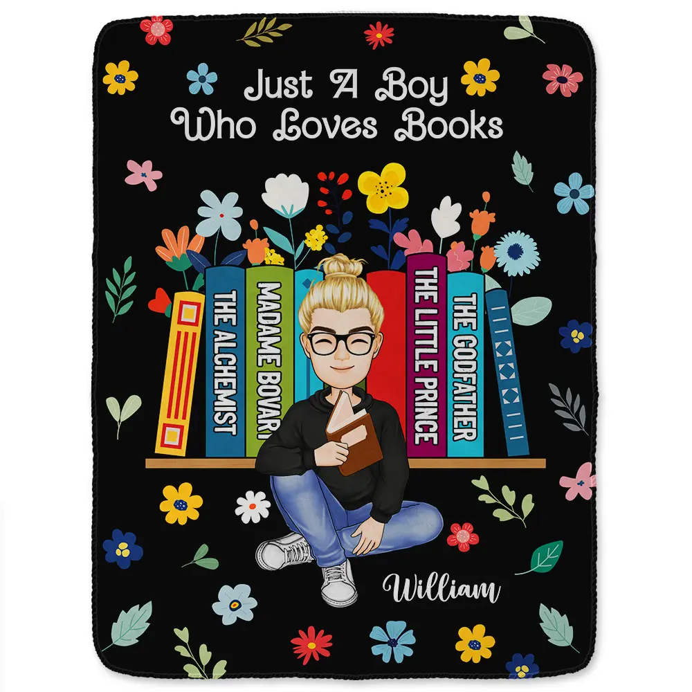 Book Flower Just A Girl Who Loves Books - Personalized Fleece Blanket, Sherpa Blanket - Image 2