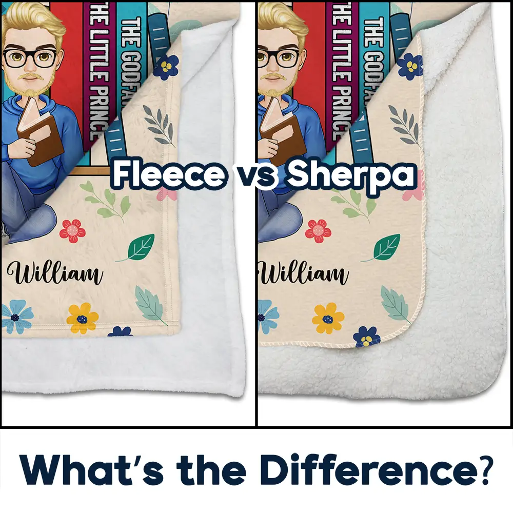 Book Flower Just A Girl Who Loves Books - Personalized Fleece Blanket, Sherpa Blanket - Image 4