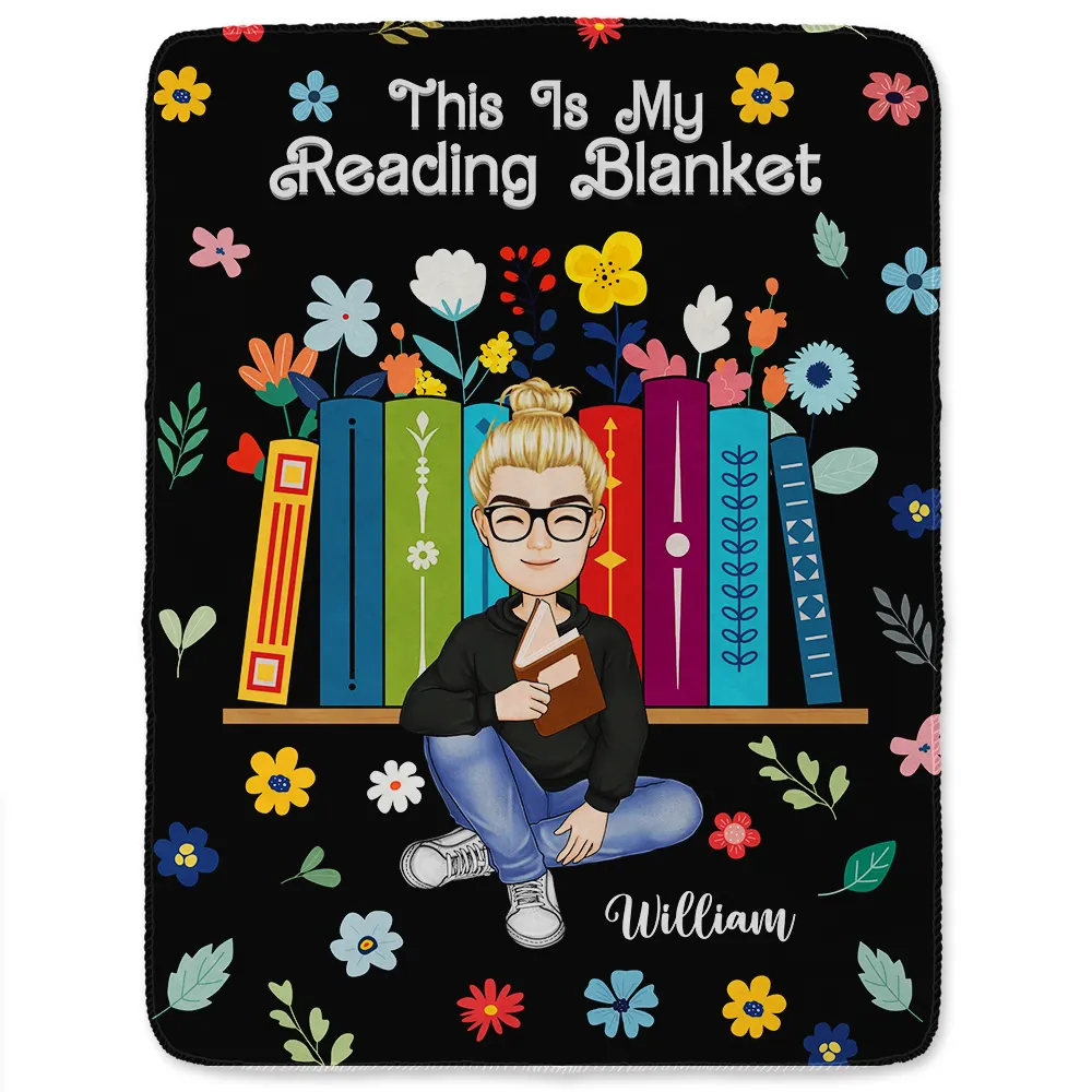 Book Flower My Reading Blanket - Personalized Fleece Blanket, Sherpa Blanket - Image 2