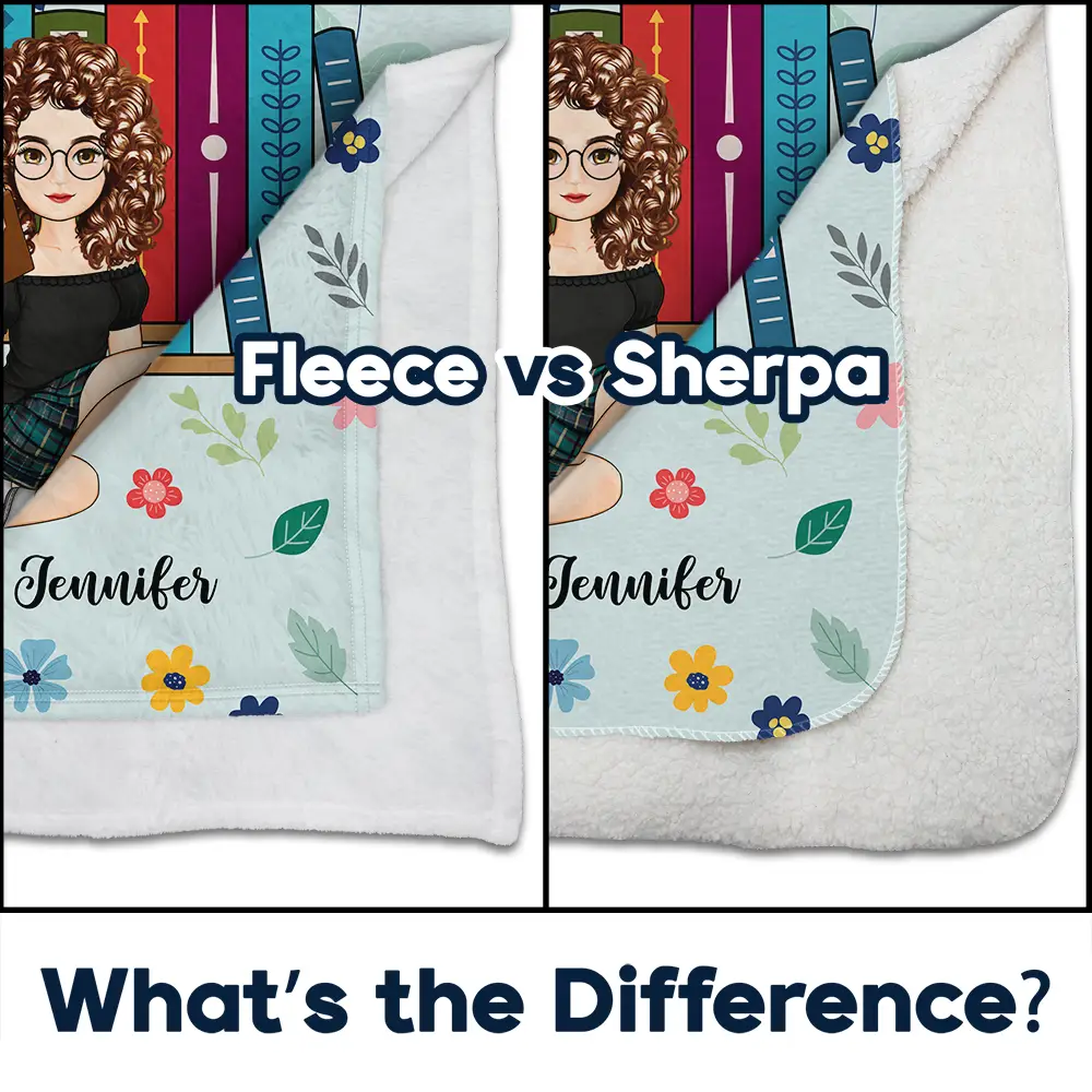 Book Flower My Reading Blanket - Personalized Fleece Blanket, Sherpa Blanket - Image 4