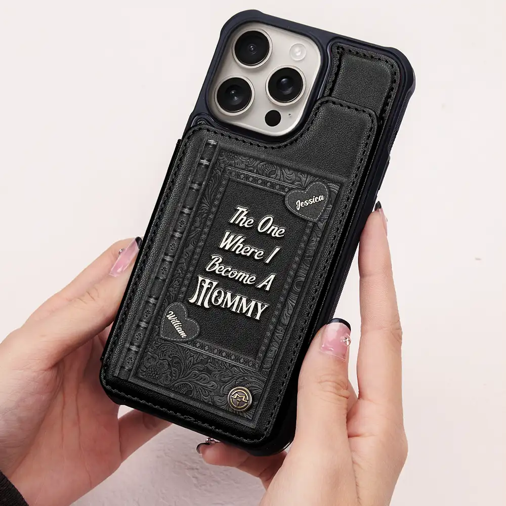 Book Themed The One Where I Become A Mom - Personalized Leather Flip Wallet Phone Case - Image 3