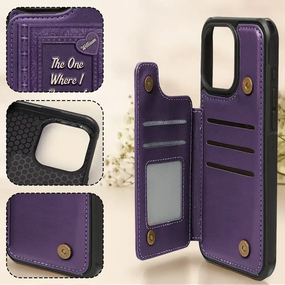 Book Themed The One Where I Become A Mom - Personalized Leather Flip Wallet Phone Case - Image 5