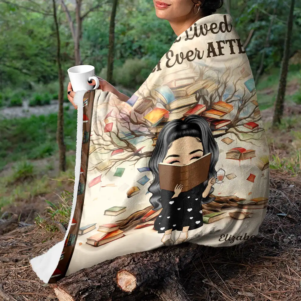 Book Tree Just A Girl Who Loves Books - Personalized Fleece Blanket, Sherpa Blanket - Image 7