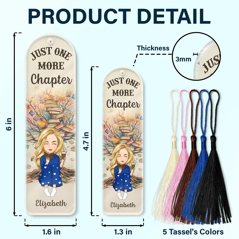 Book Tree Reading One More Chapter - Personalized Acrylic Bookmark - Image 5