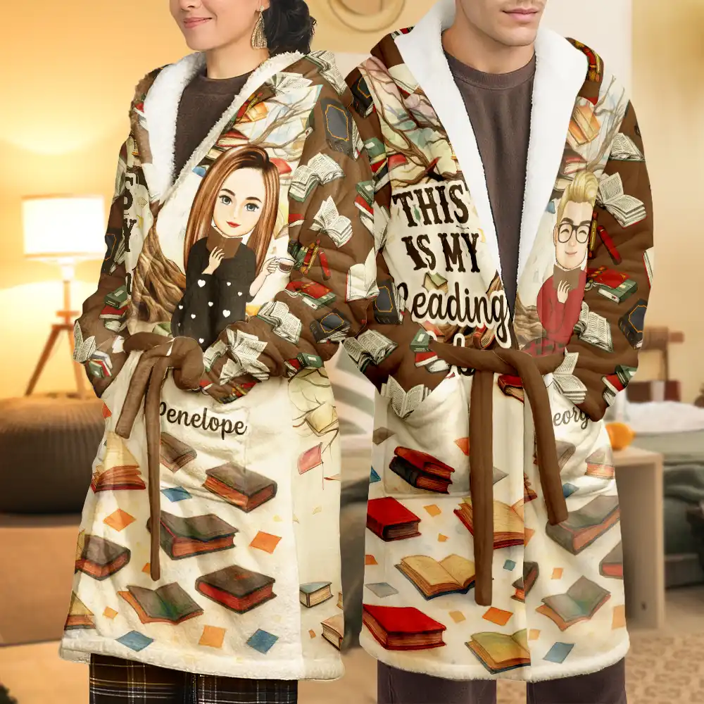 Book Tree This Is My Reading Bath & Bed Item - Personalized Hooded Robe - Image 5