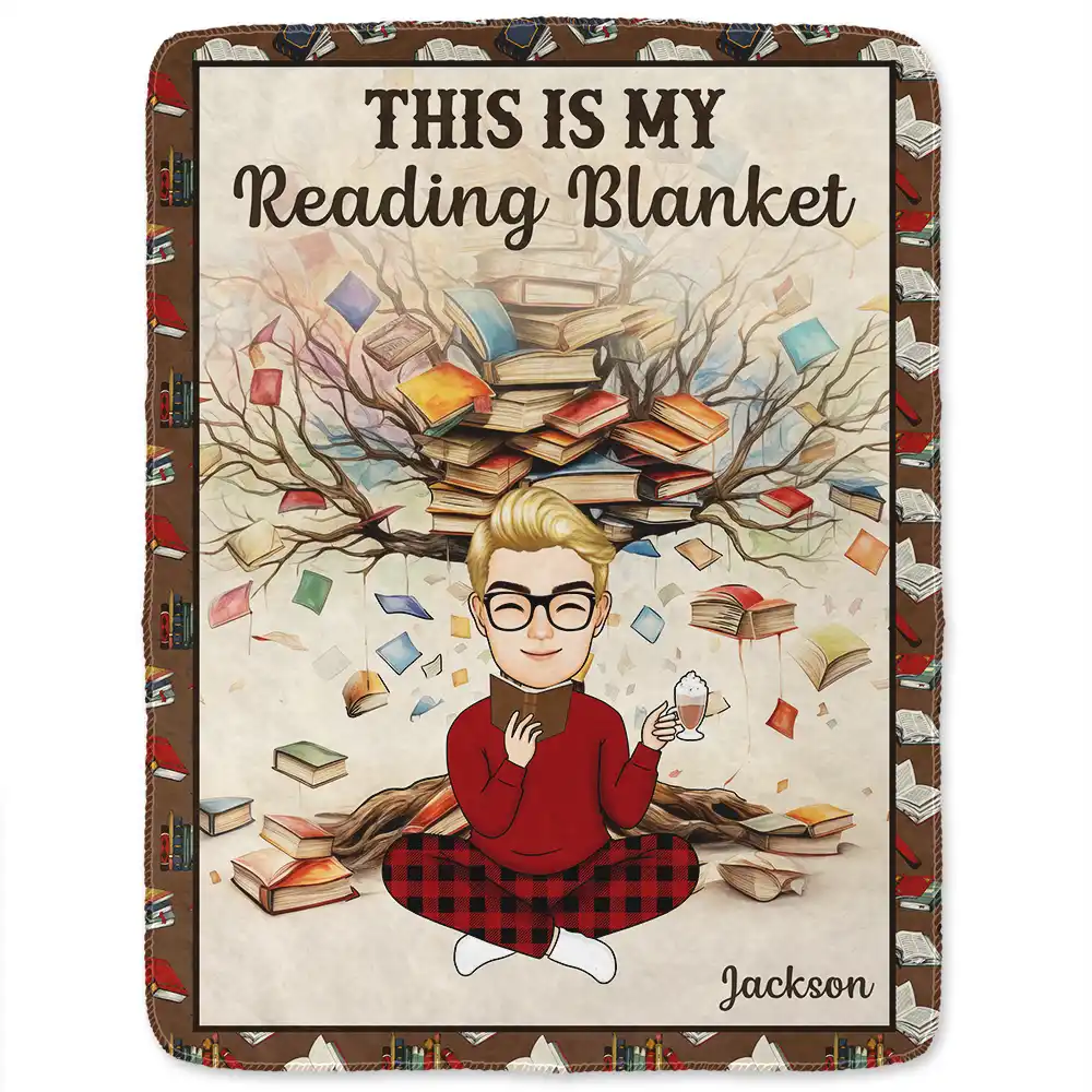 Book Tree This Is My Reading Blanket - Personalized Fleece Blanket, Sherpa Blanket - Image 2