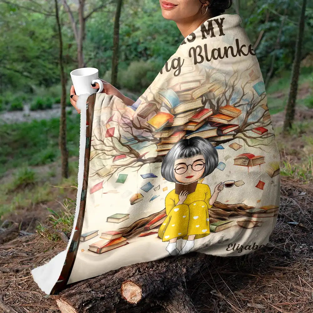 Book Tree This Is My Reading Blanket - Personalized Fleece Blanket, Sherpa Blanket - Image 5