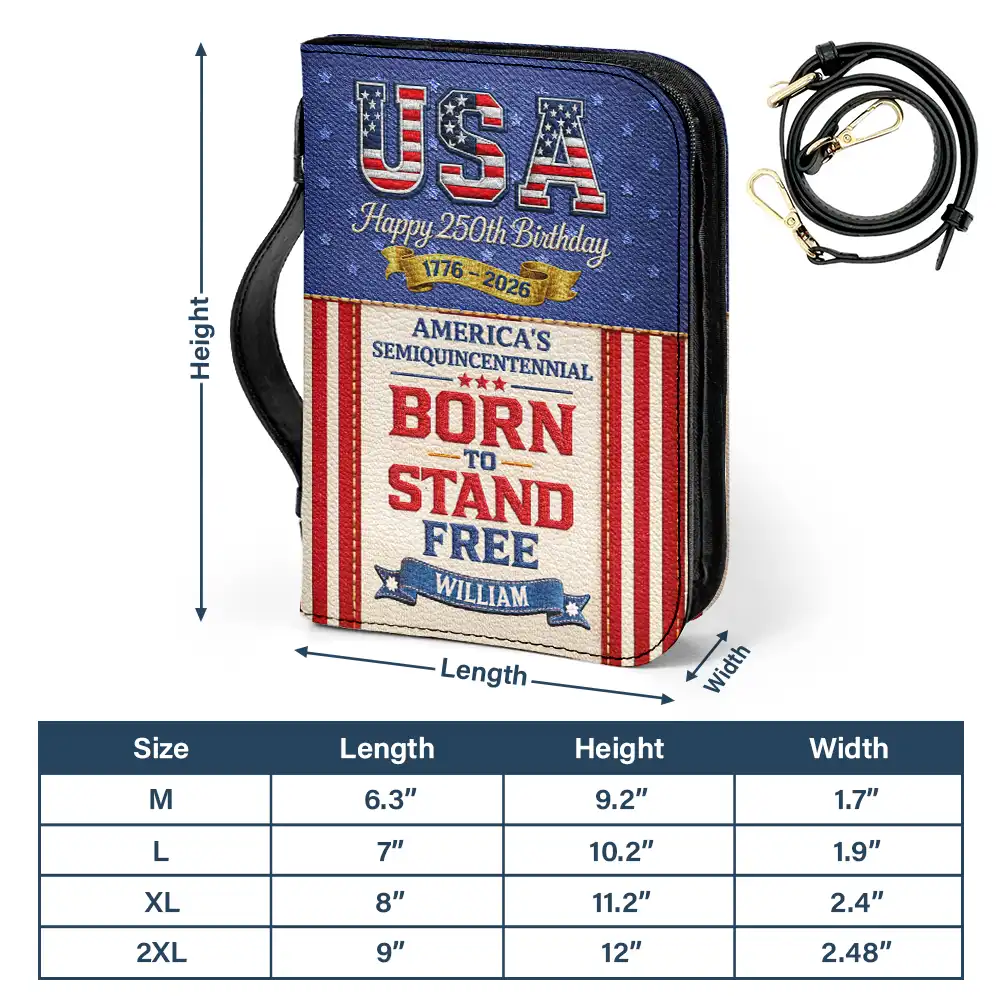 Born to Stand Free American Patriot Embroidery Effect Prints - Personalized Bible Cover - Image 5