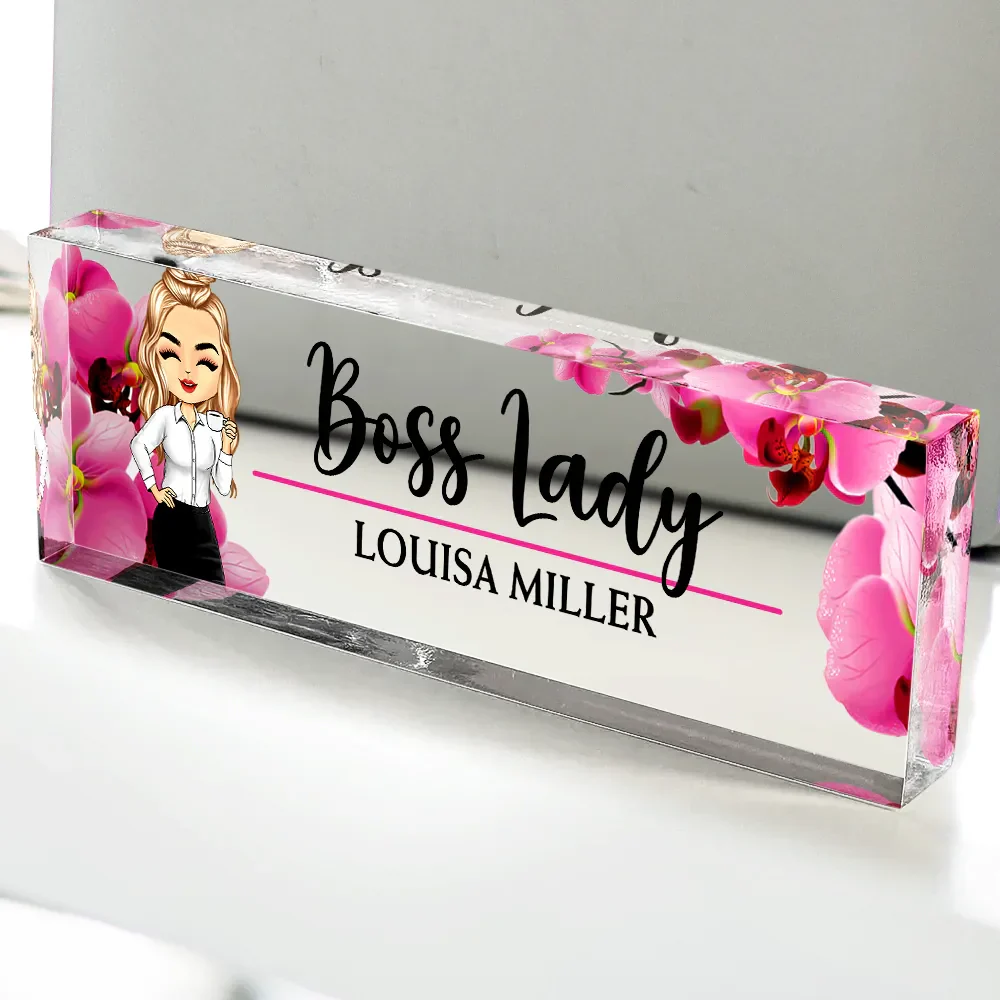 Boss Lady Flower Frame - Personalized Desk Name Plate - Image 4