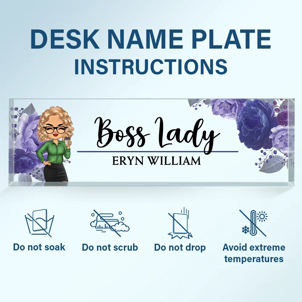Boss Lady Flower Frame - Personalized Desk Name Plate - Image 6